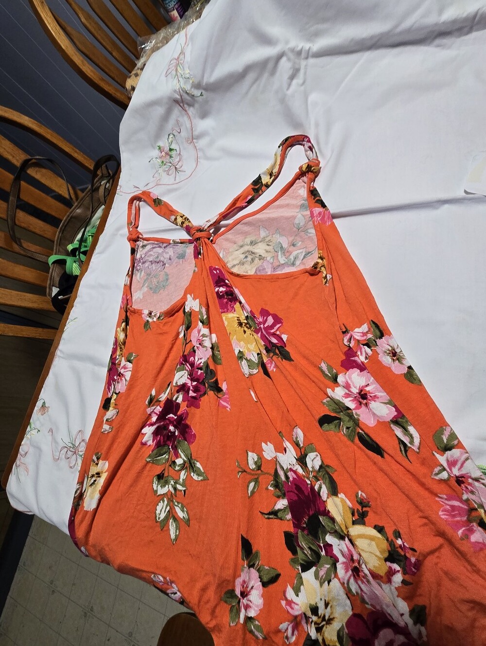 Orange Floral Sleeveless Summer Tank Top Size 2x